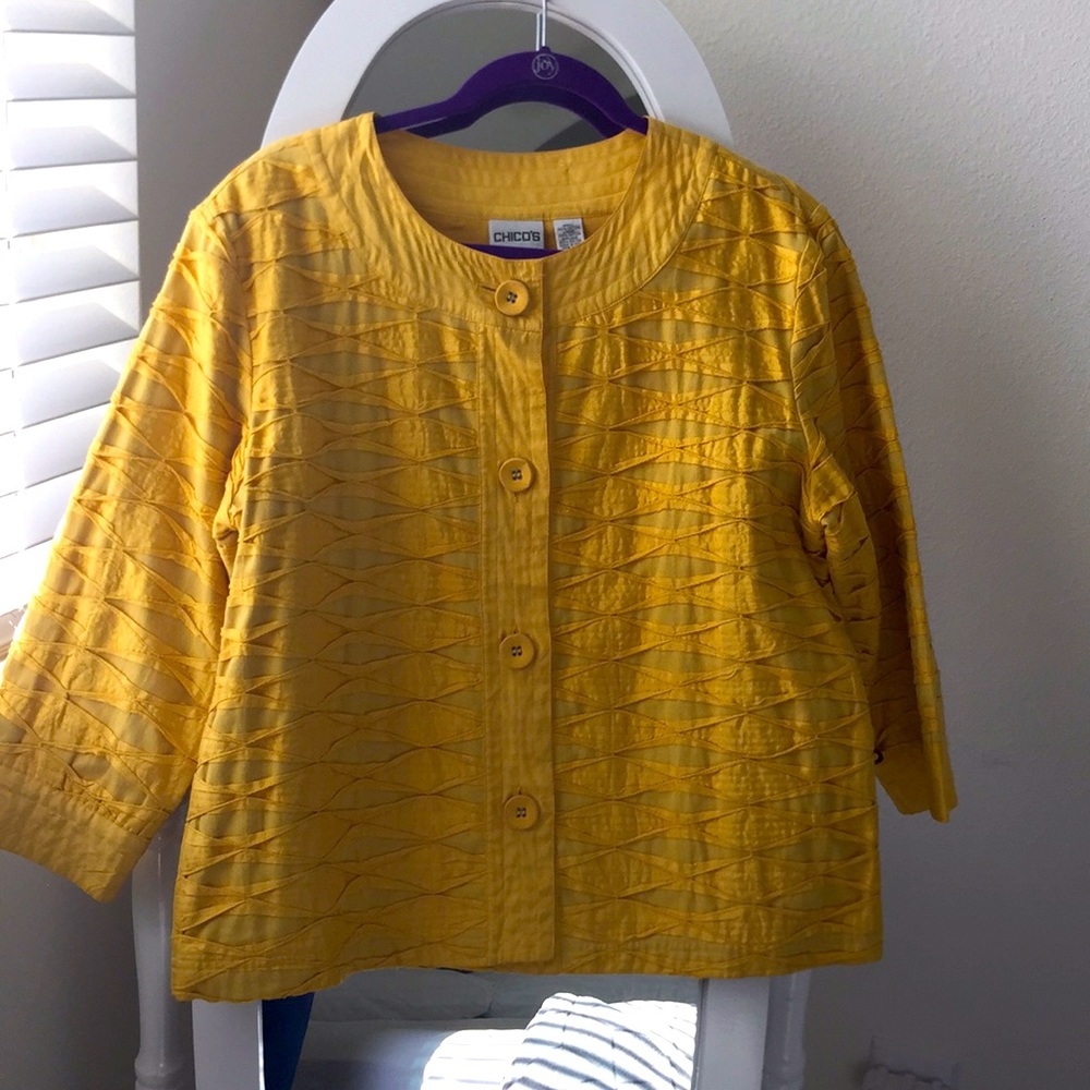 Chico’s Yellow short sleeve jacket